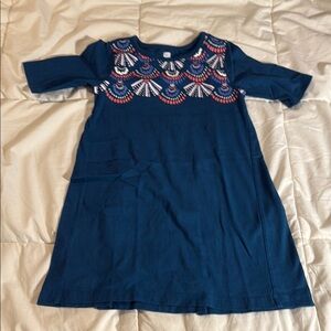 Tea Collection Blue Dress with Embroidered Accents